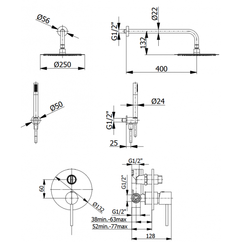 Комплект за вграждане DEMM Spike 16068